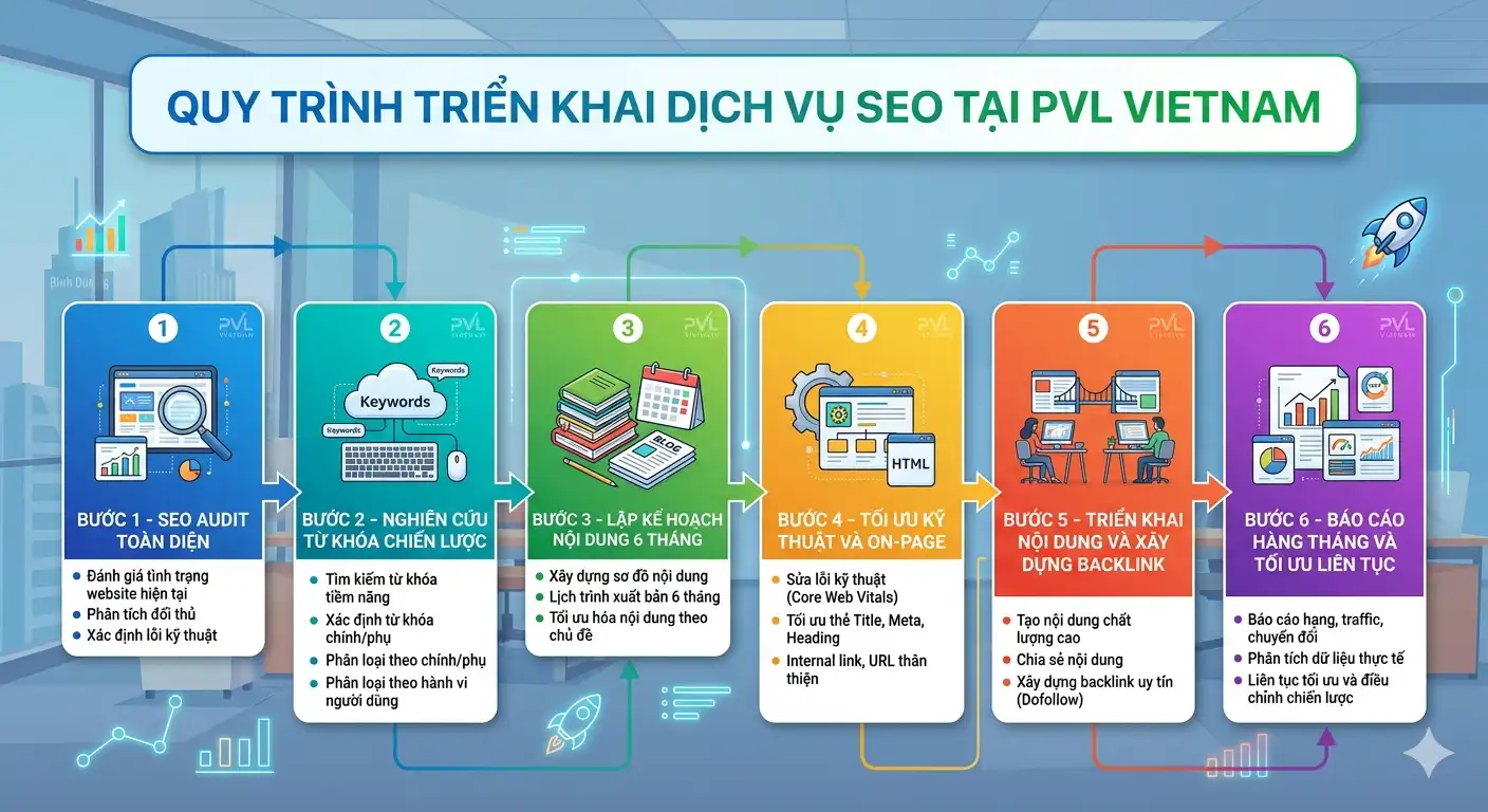 Quy Trình Triển Khai Dịch Vụ SEO Tại PVL Vietnam