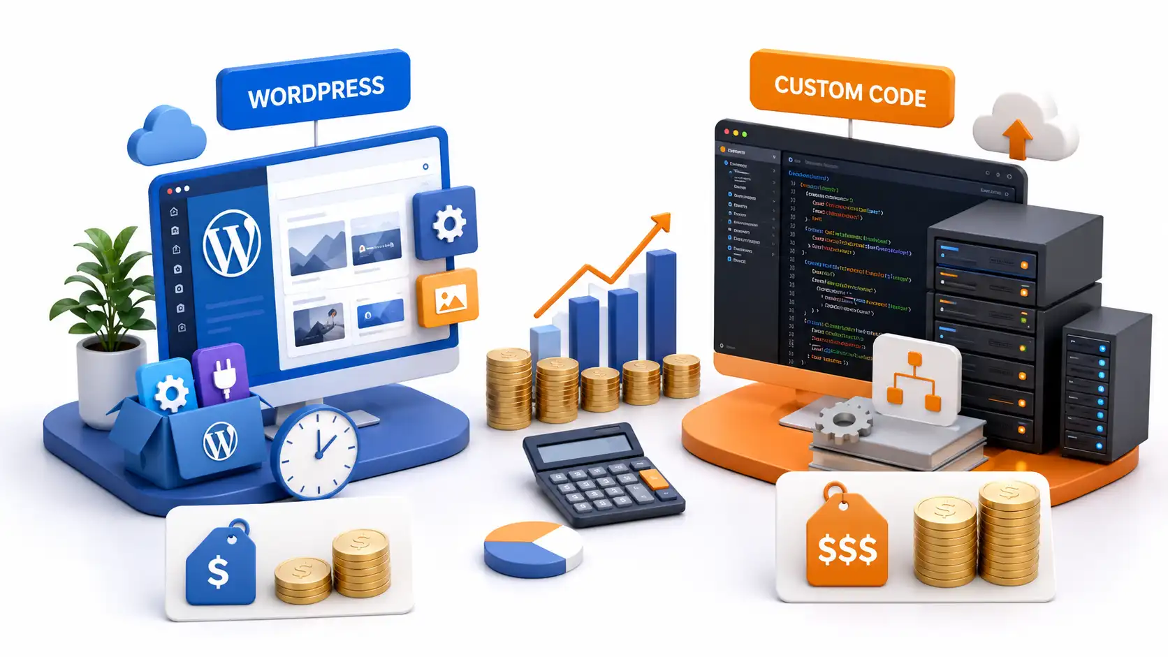 So sánh chi phí thiết kế website WordPress và website tự code