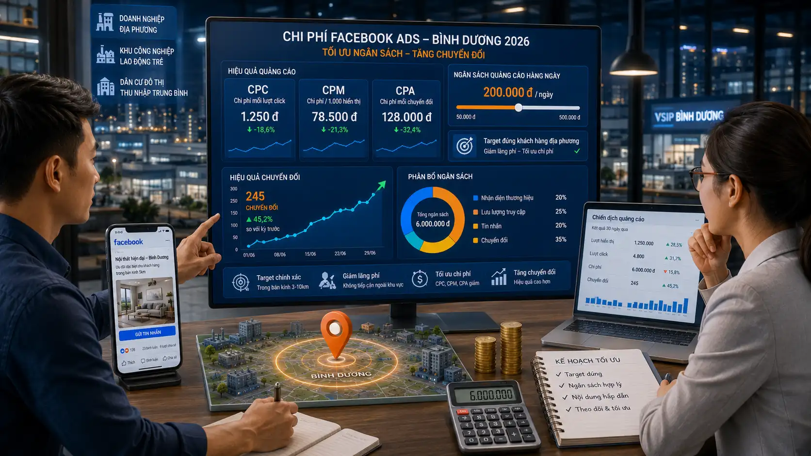 Chi phí chạy Facebook Ads Bình Dương 2026 và tối ưu ngân sách quảng cáo