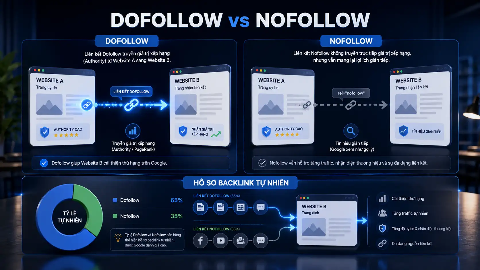 So sánh dofollow và nofollow trong xây dựng backlink chất lượng